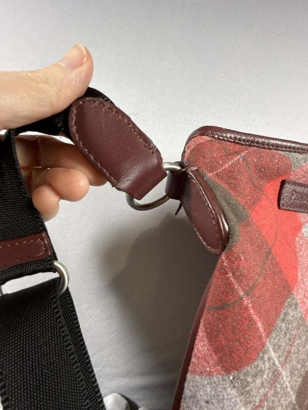 Pendleton Red Plaid Wool and Leather Crossbody Bag - Picture 3 of 11